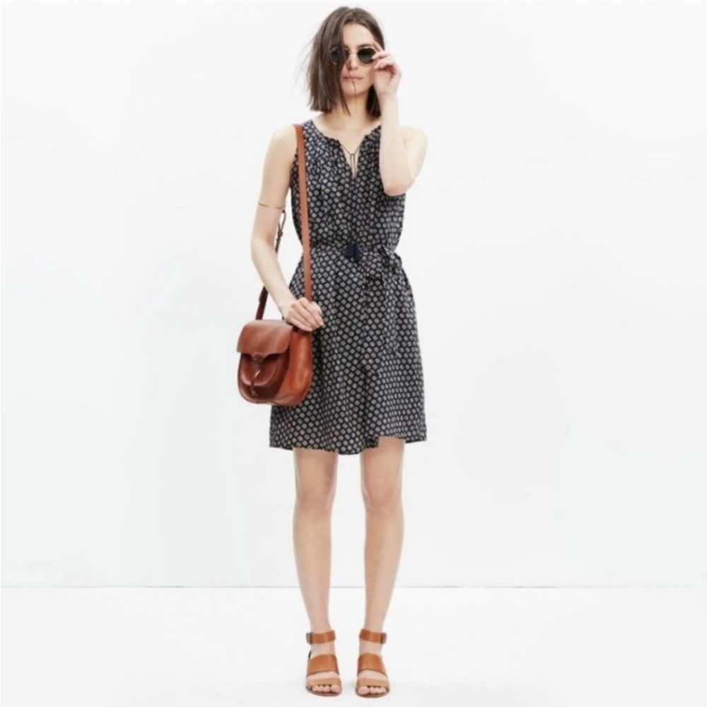 Madewell Sleeveless Coin Tile Tie-Front Sundress EUC
